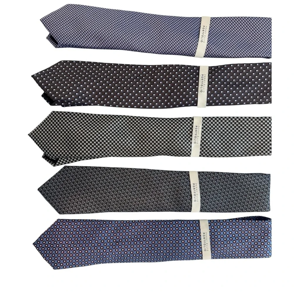 Perry Ellis Portfolio Men's Ties Classic business office casual Necktie Lot of 5